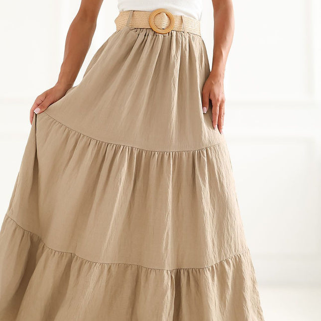 Italy Moda Elegant Long Skirt with Flattering A-Line Cut and Pockets