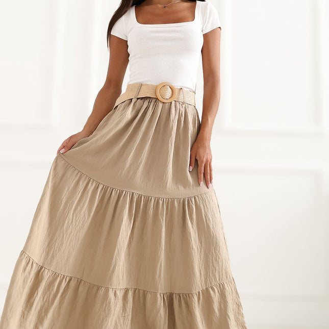 Italy Moda Elegant Long Skirt with Flattering A-Line Cut and Pockets