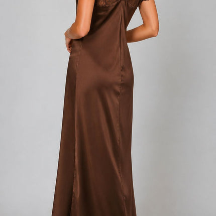 Luxe Satin Lace-Trimmed Slip Dress for Women by Mactan - Très Elite