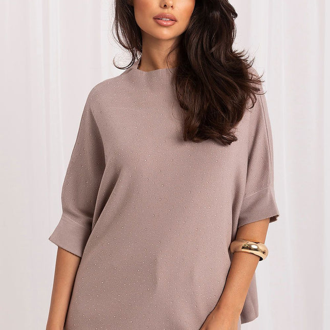 Italy Moda Short Sleeve Sweater with Lightweight Fabric & Elegant Fit