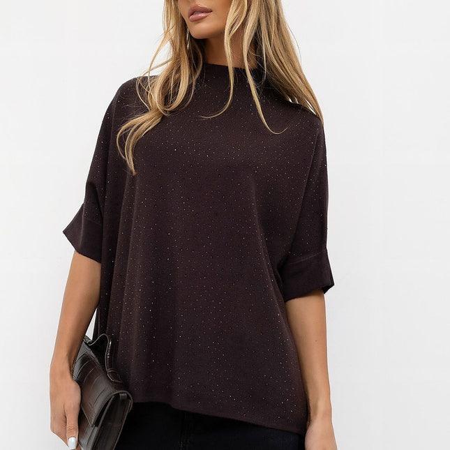 Italy Moda Short Sleeve Sweater with Lightweight Fabric & Elegant Fit