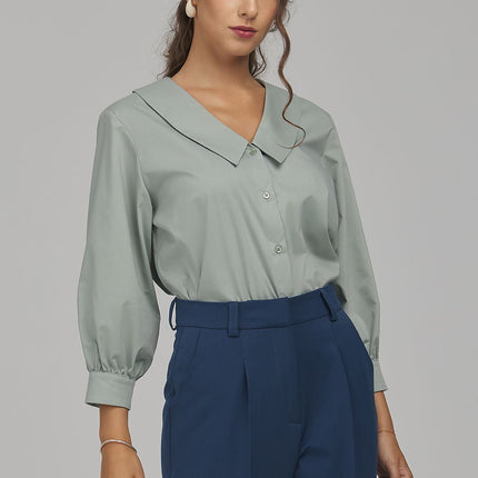 Nife Women's Professional Button-Up Shirt with Elegant Fit and Soft Fa