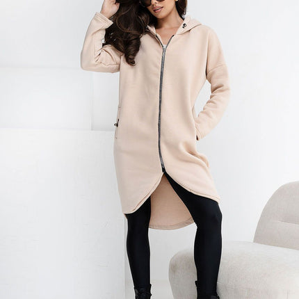 Trendy Parisian Longline Hoodie With Zip Details In Style - Très Elite