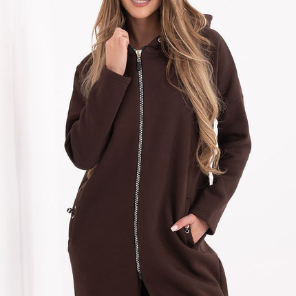 Trendy Parisian Longline Hoodie With Zip Details In Style - Très Elite