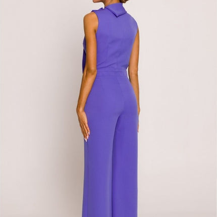 Chic Wide-Leg Jumpsuit with Stylish Roll-Up Collar and Unique Accents - Très Elite