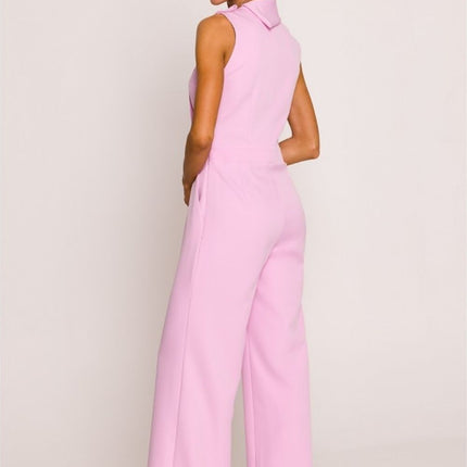 Chic Wide-Leg Jumpsuit with Stylish Roll-Up Collar and Unique Accents - Très Elite