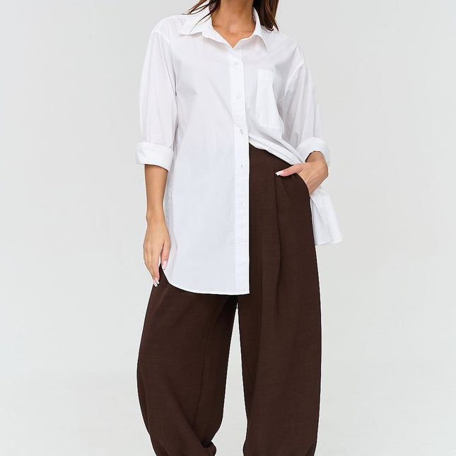  Harem trousers model 231996 Makadamia 