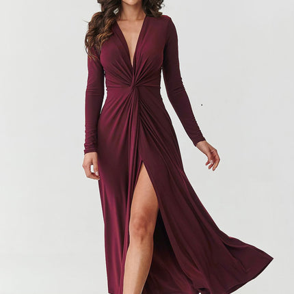 Makadamia Elegant Long Dress with Pockets and Flattering Fit