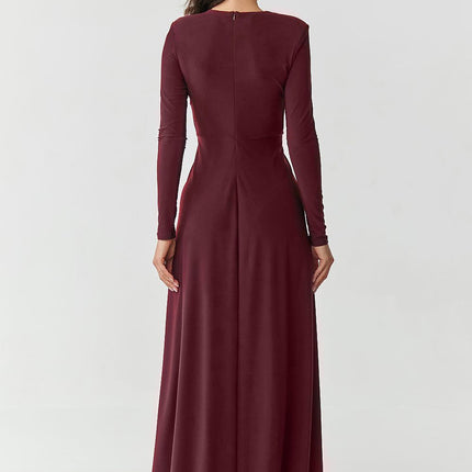 Makadamia Elegant Long Dress with Pockets and Flattering Fit
