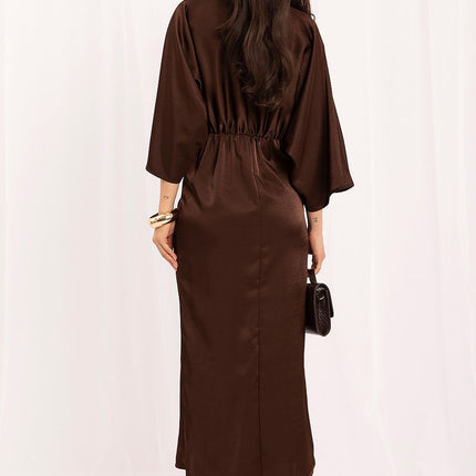 Rue Paris Elegant Evening Dress with Lace Detail and Flowy Skirt