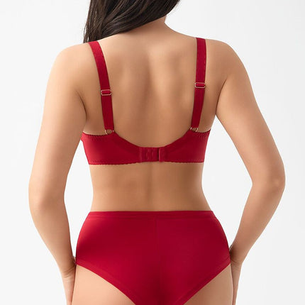 Gorsenia Lingerie Soft Comfort Bra with Adjustable Straps and Lace Tri