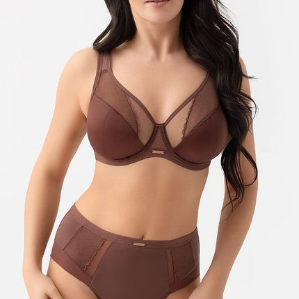 Gorsenia Lingerie Soft Comfort Bra with Adjustable Straps and Lace Tri