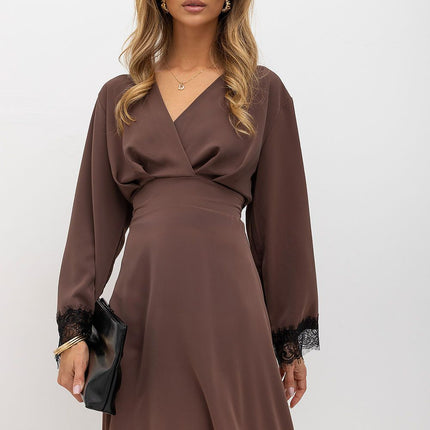 Italy Moda Elegant Cocktail Dress with Flattering A-Line Cut and Sleev