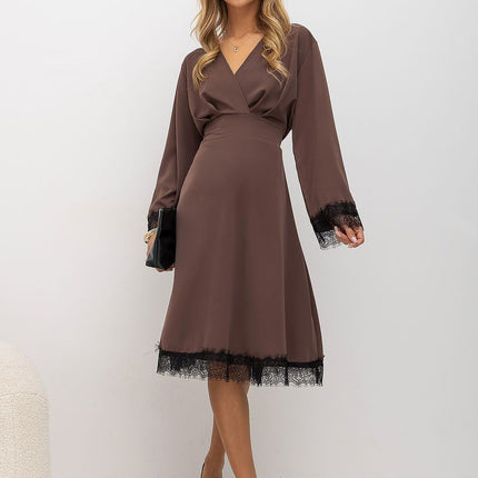 Italy Moda Elegant Cocktail Dress with Flattering A-Line Cut and Sleev