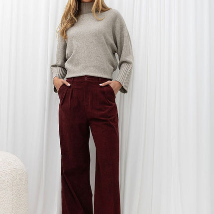 Italy Moda Professional Corduroy Trousers with Stretch Fabric