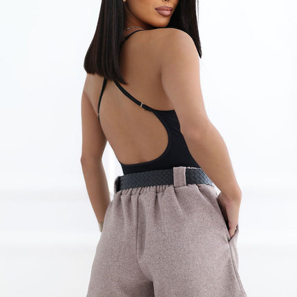 Rue Paris Professional Tailored Shorts with Side Pockets and Belt Loop