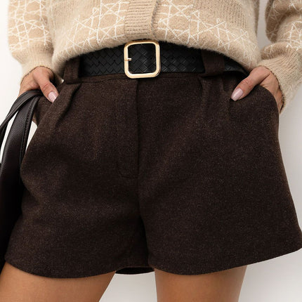 Rue Paris Professional Tailored Shorts with Pockets and Stretch Fabric