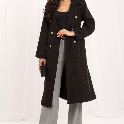 Rue Paris Women's Professional Longline Coat with Belted Waist and Poc
