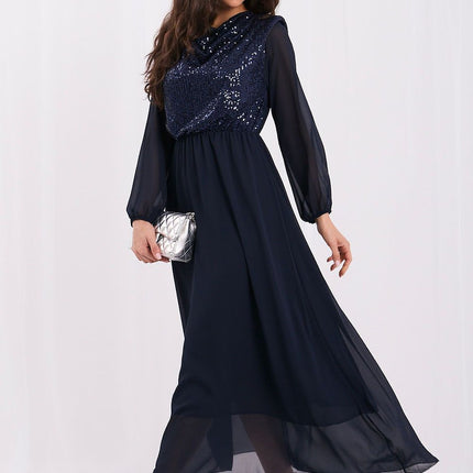 Rue Paris Elegant Evening Dress with Lace Details and Sleeveless Desig