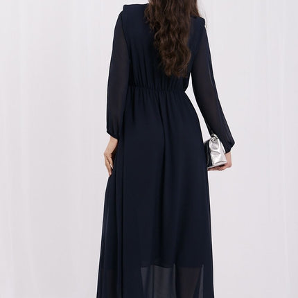 Rue Paris Elegant Evening Dress with Lace Details and Sleeveless Desig