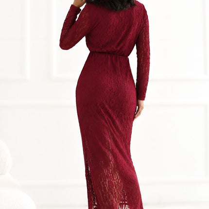 Rue Paris Elegant Evening Dress with Lace Detailing and Sleeveless Des