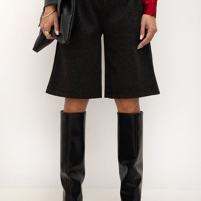 Rue Paris Women's Tailored Professional Shorts with Pockets and Belt