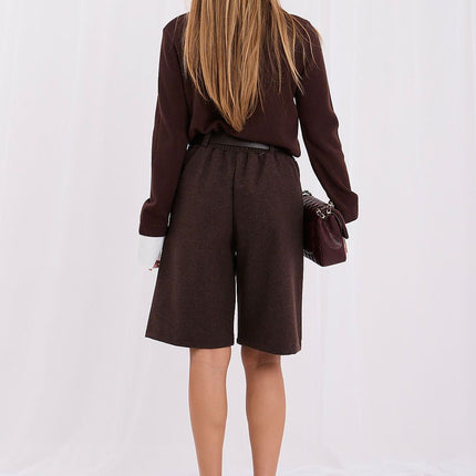 Rue Paris Professional Tailored Shorts with Pockets and Belt Loops