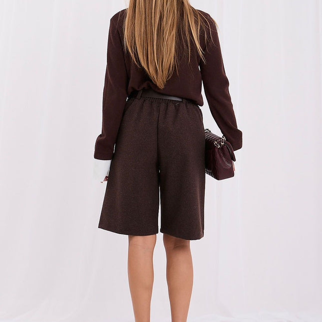 Rue Paris Women's Tailored Shorts with Pockets and Stretch Fabric