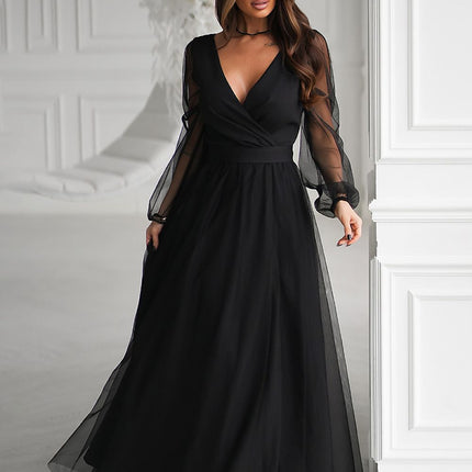 Bicotone Elegant Long Dress with Pockets & Adjustable Straps