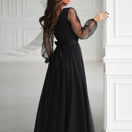 Bicotone Elegant Long Dress with Pockets & Adjustable Straps