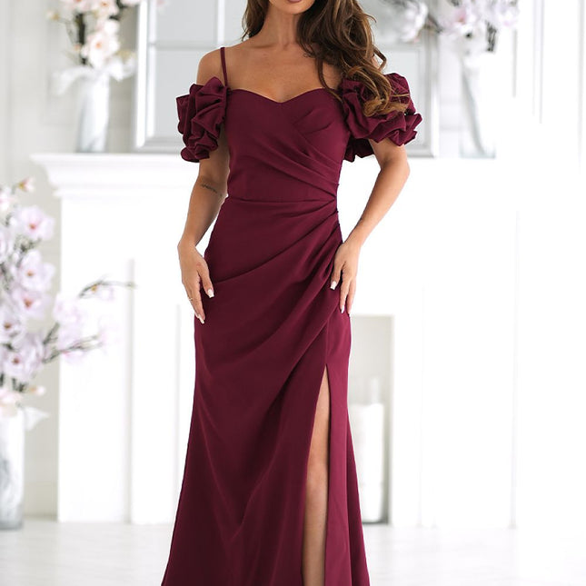 Bicotone Elegant Long Dress with Pockets and Adjustable Straps