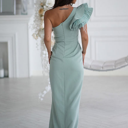 Bicotone Elegant Long Dress with Pockets and Adjustable Straps