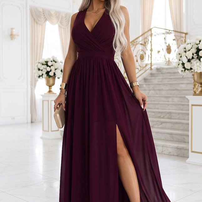 Numoco Elegant Long Dress with Adjustable Waist and Soft Fabric