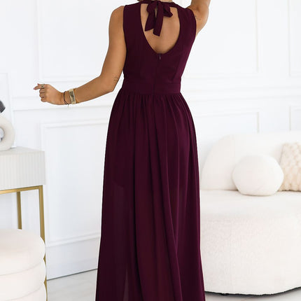 Numoco Elegant Long Dress with Adjustable Waist and Soft Fabric
