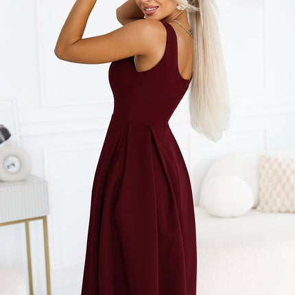 Numoco Elegant Evening Dress with Lace Detailing and Sleeveless Design