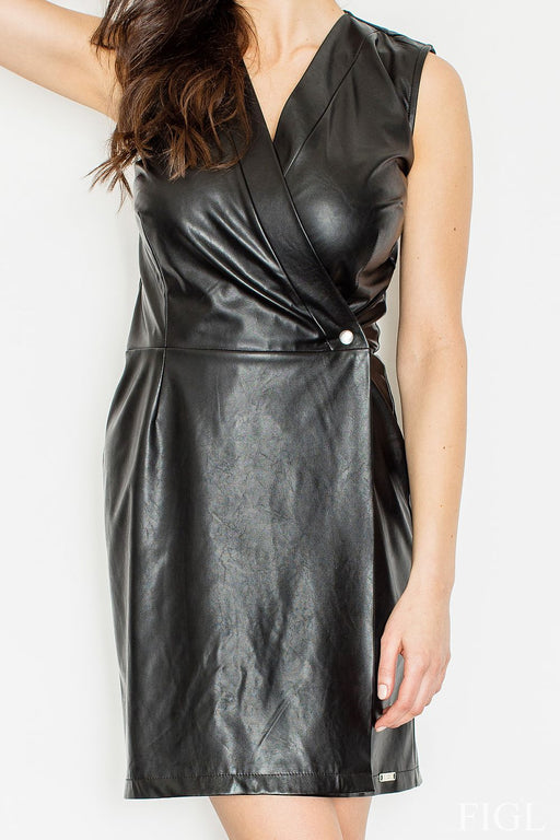 Elegant Eco-Leather Off-Shoulder Evening Dress by Figl
