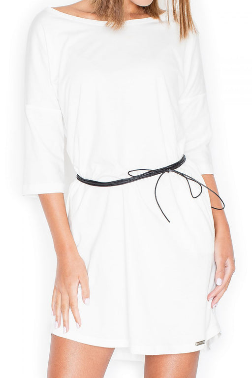 Elegant Cotton Daydress with Elbow-Length Sleeves