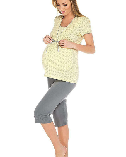Elegant Italian Dotted Maternity and Nursing Sleepwear Ensemble for Ultimate Comfort