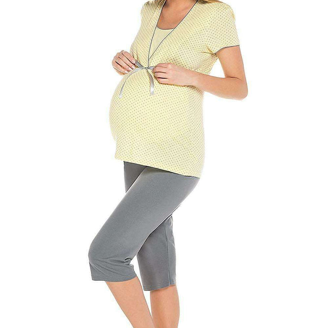 Elegant Italian Dotted Maternity and Nursing Sleepwear Ensemble for Ultimate Comfort