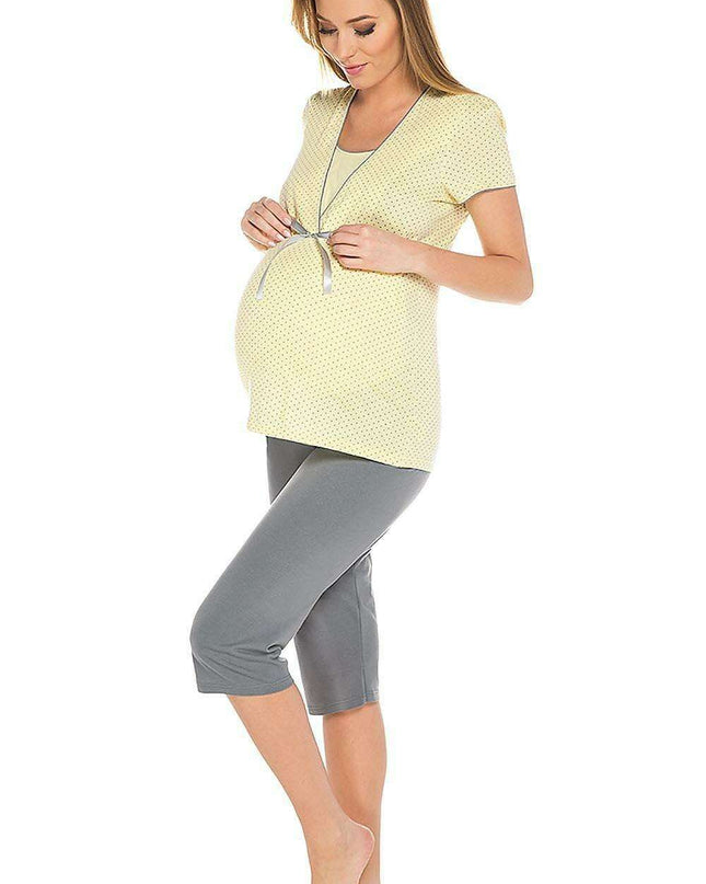 Elegant Italian Dotted Maternity and Nursing Sleepwear Ensemble for Ultimate Comfort