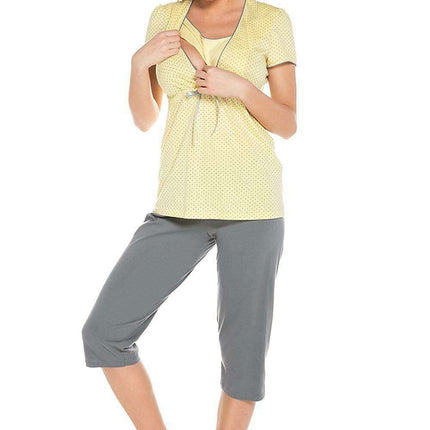 Elegant Italian Dotted Maternity and Nursing Sleepwear Ensemble for Ultimate Comfort