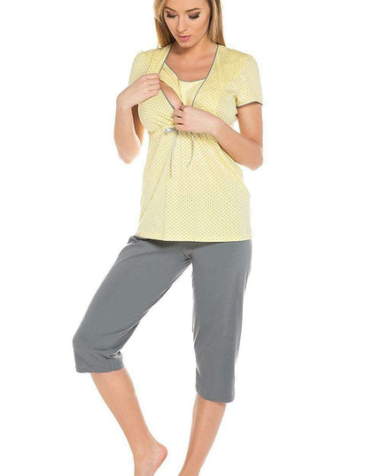 Elegant Italian Dotted Maternity and Nursing Sleepwear Ensemble for Ultimate Comfort
