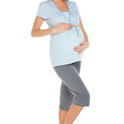 Elegant Italian Dotted Maternity and Nursing Sleepwear Ensemble for Ultimate Comfort