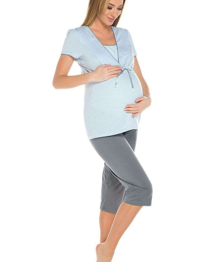 Elegant Italian Dotted Maternity and Nursing Sleepwear Ensemble for Ultimate Comfort