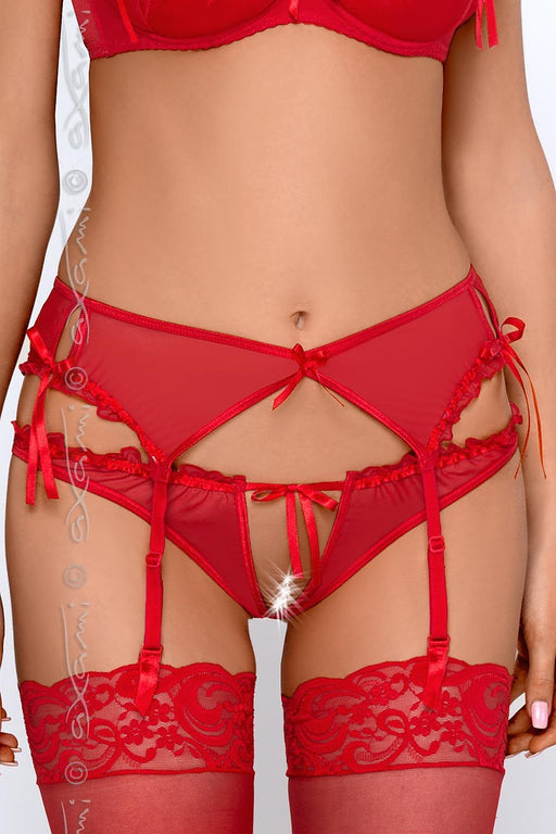 Chic Tulle Mesh Garter Belt with Flirty Slits - Axami 51612