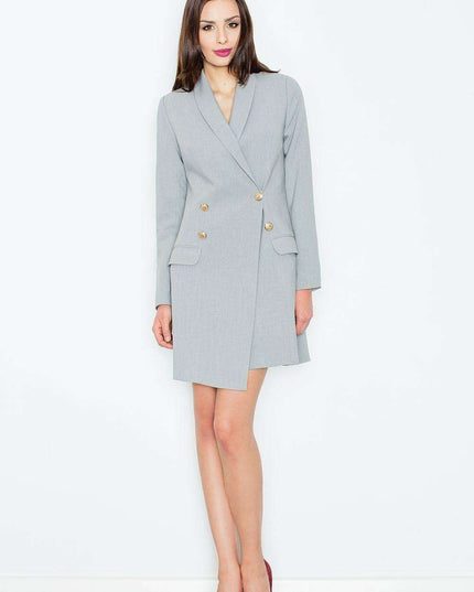 Sophisticated Golden Knit Daydress with Stylish Faux Pockets