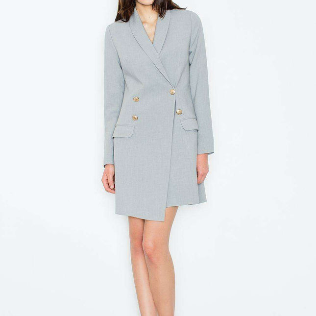 Sophisticated Golden Knit Daydress with Stylish Faux Pockets