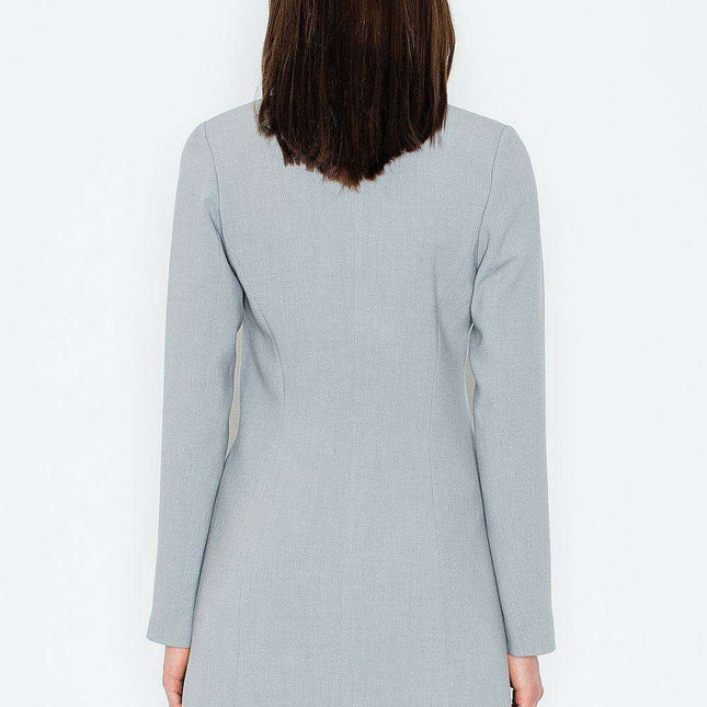 Sophisticated Golden Knit Daydress with Stylish Faux Pockets