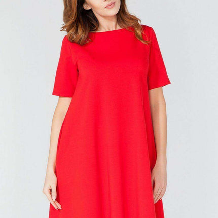 Elegantly Functional Short Sleeve Dress with Lace Accents and Handy Pockets