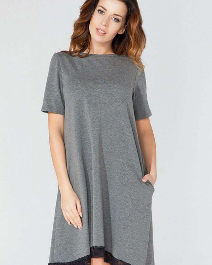 Lace-Embellished Trapeze Dress with Fun Pockets and Tessita Prints